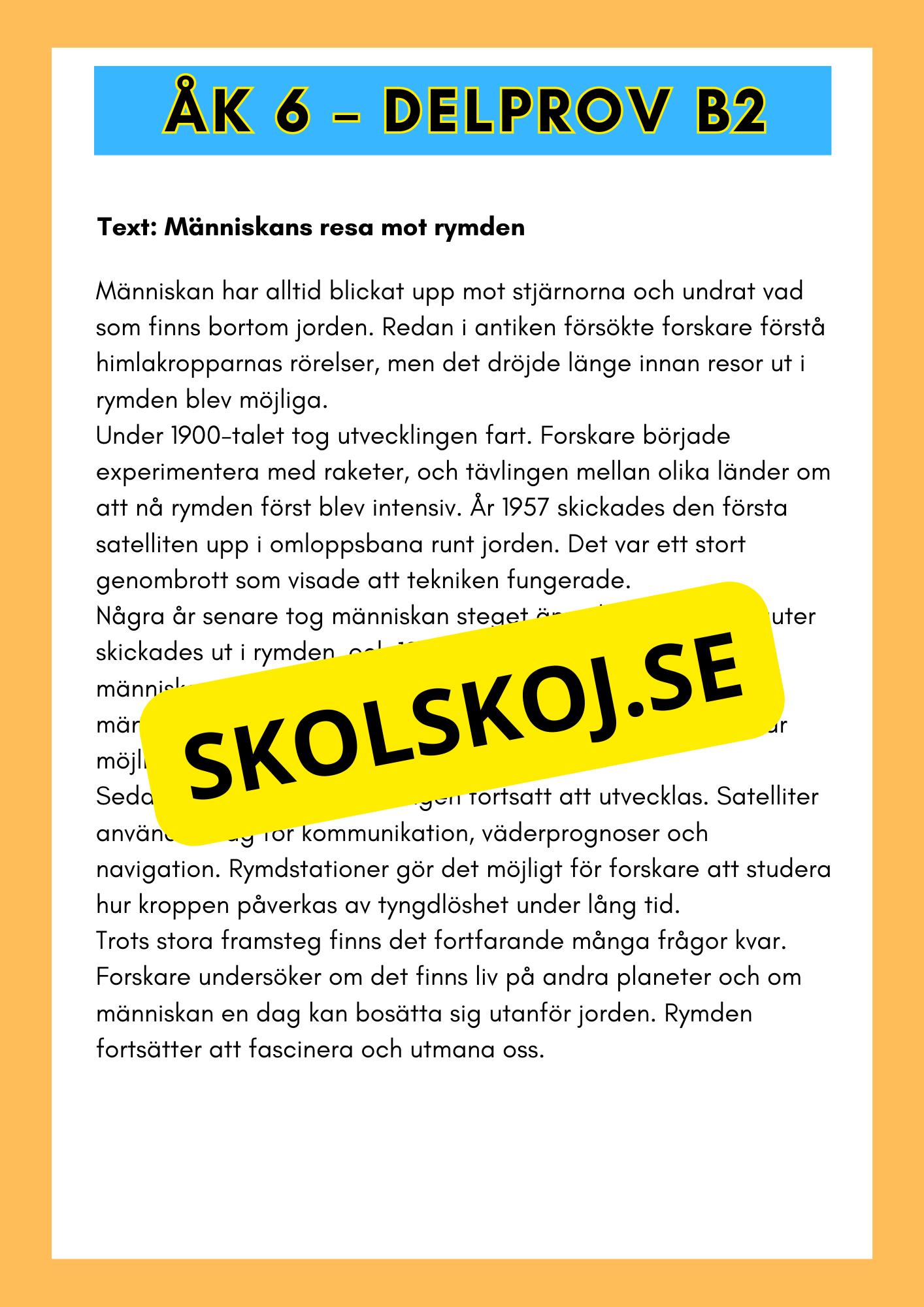 Åk 6 - Läsförståelse - Träna inför nationella provet (Delprov B1 &amp; B2)