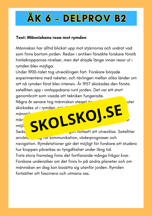 Åk 6 - Läsförståelse - Träna inför nationella provet (Delprov B1 &amp; B2)