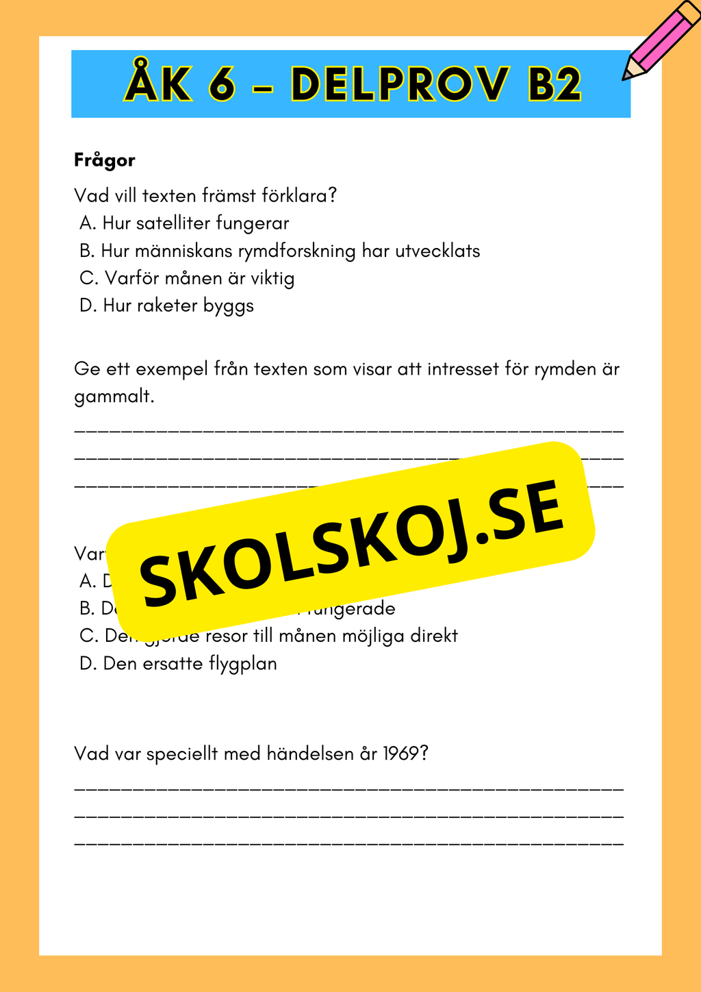 Åk 6 - Läsförståelse - Träna inför nationella provet (Delprov B1 &amp; B2)