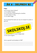 Åk 6 - Läsförståelse - Träna inför nationella provet (Delprov B1 &amp; B2)