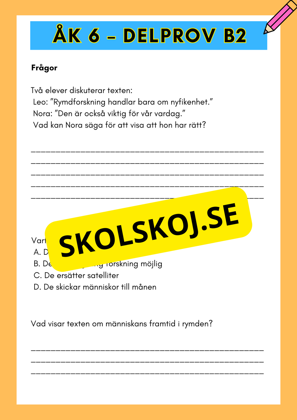 Åk 6 - Läsförståelse - Träna inför nationella provet (Delprov B1 &amp; B2)
