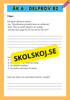 Åk 6 - Läsförståelse - Träna inför nationella provet (Delprov B1 &amp; B2)