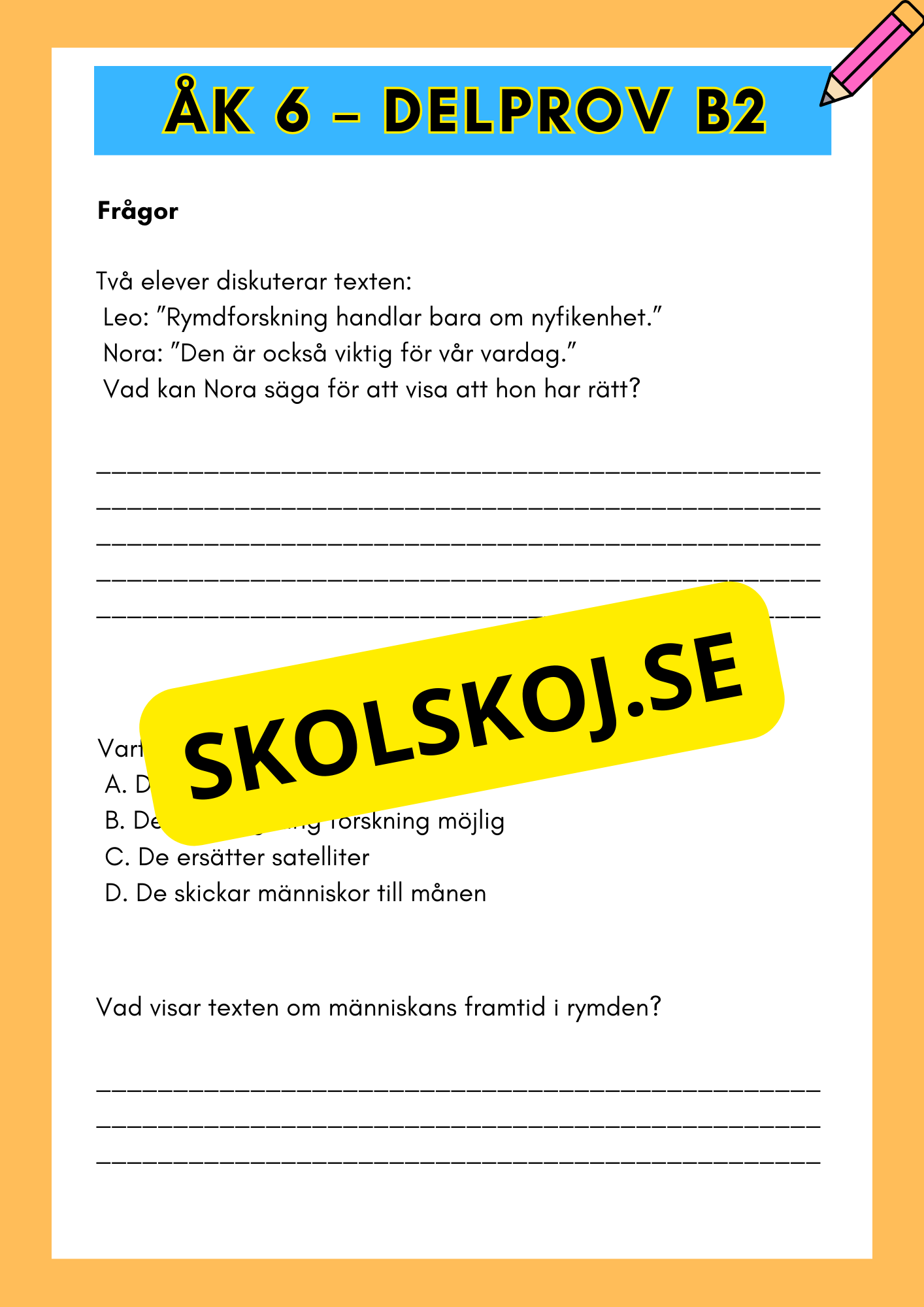 Åk 6 - Läsförståelse - Träna inför nationella provet (Delprov B1 &amp; B2)