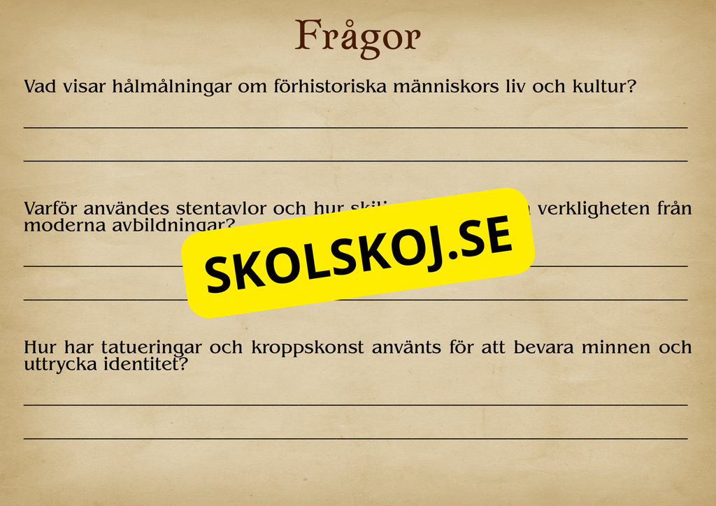 Förhistorisk tid - Fakta och frågor