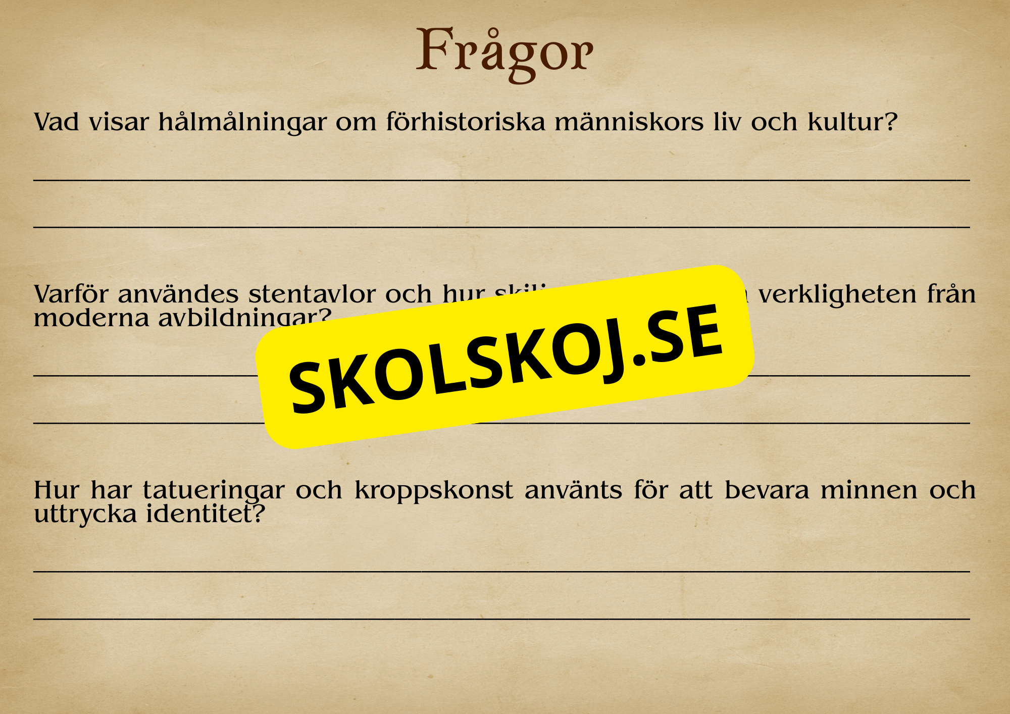 Förhistorisk tid - Fakta och frågor