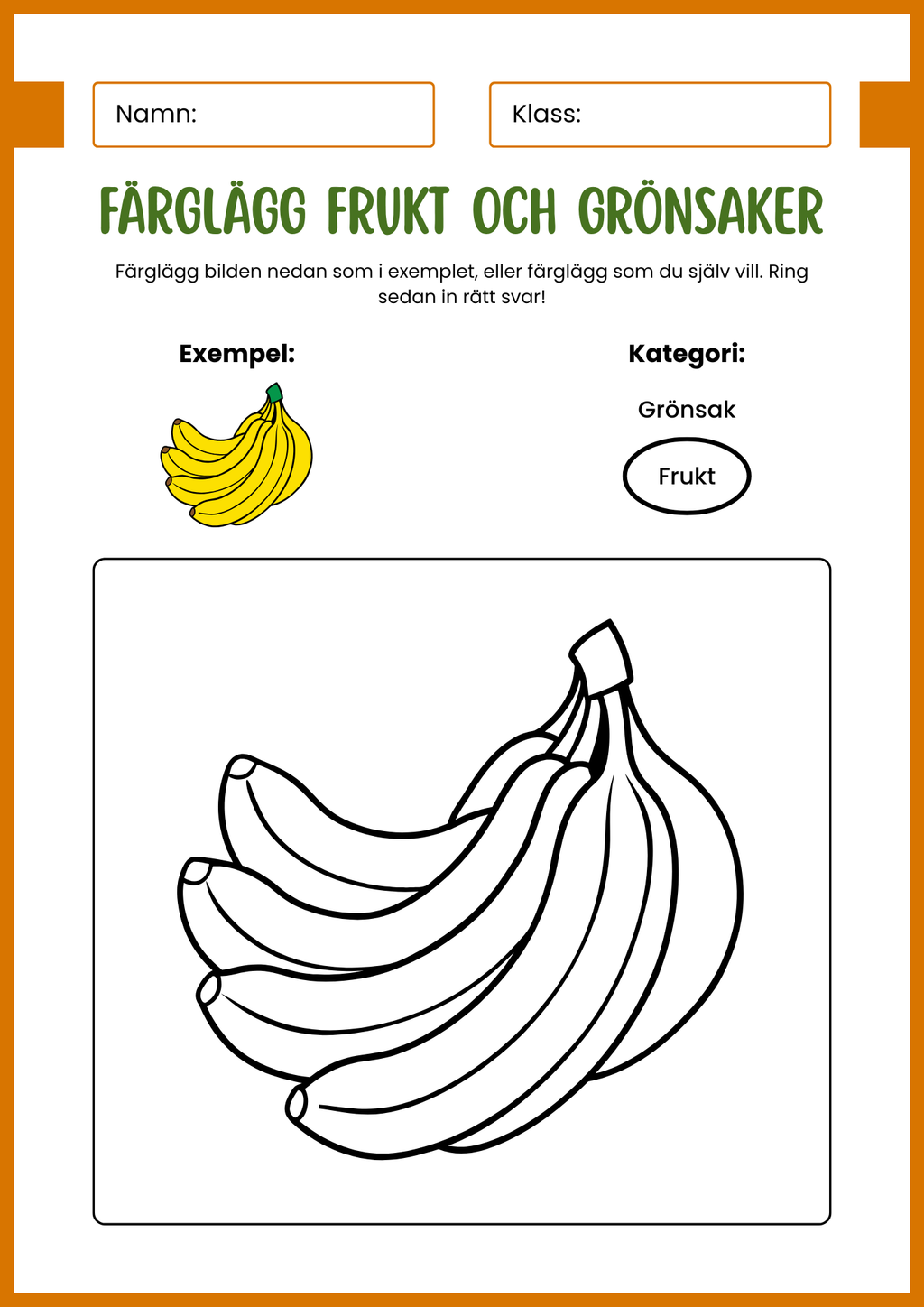 Färglägg frukt och grönsaker