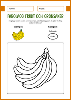 Färglägg frukt och grönsaker