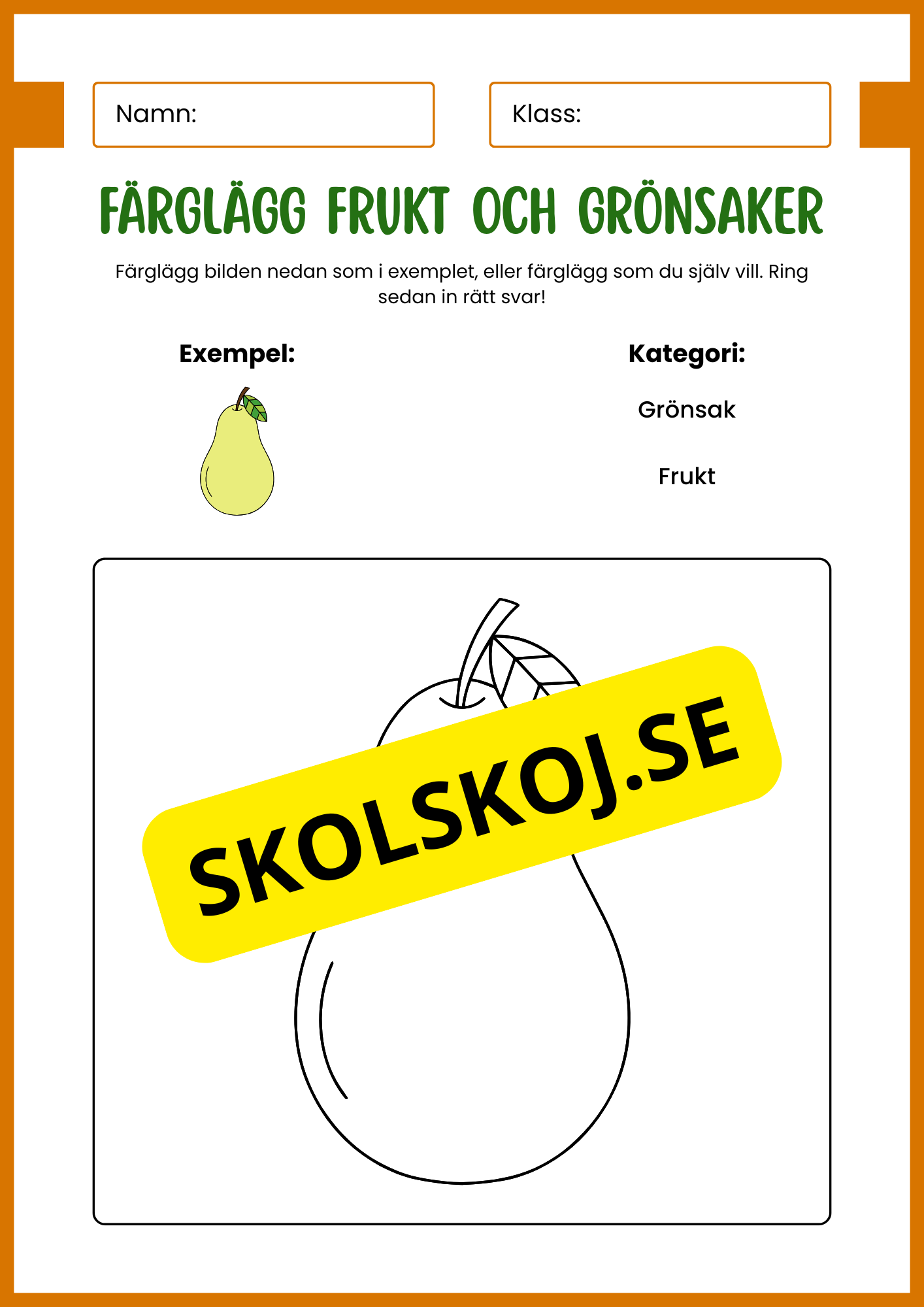 Färglägg frukt och grönsaker