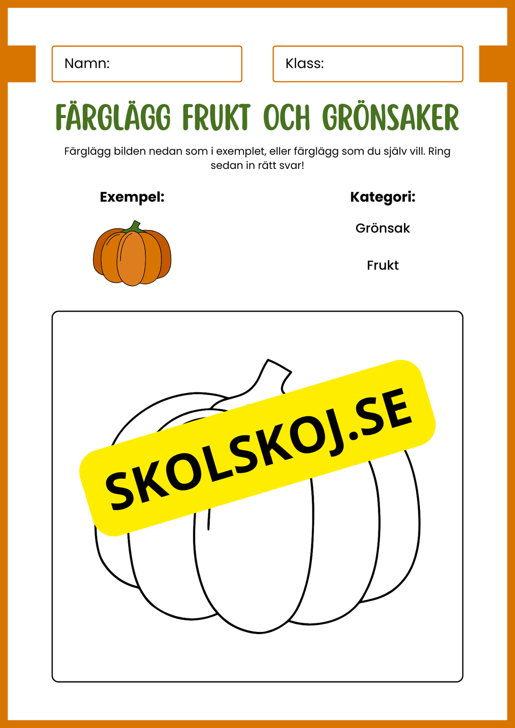 Färglägg frukt och grönsaker