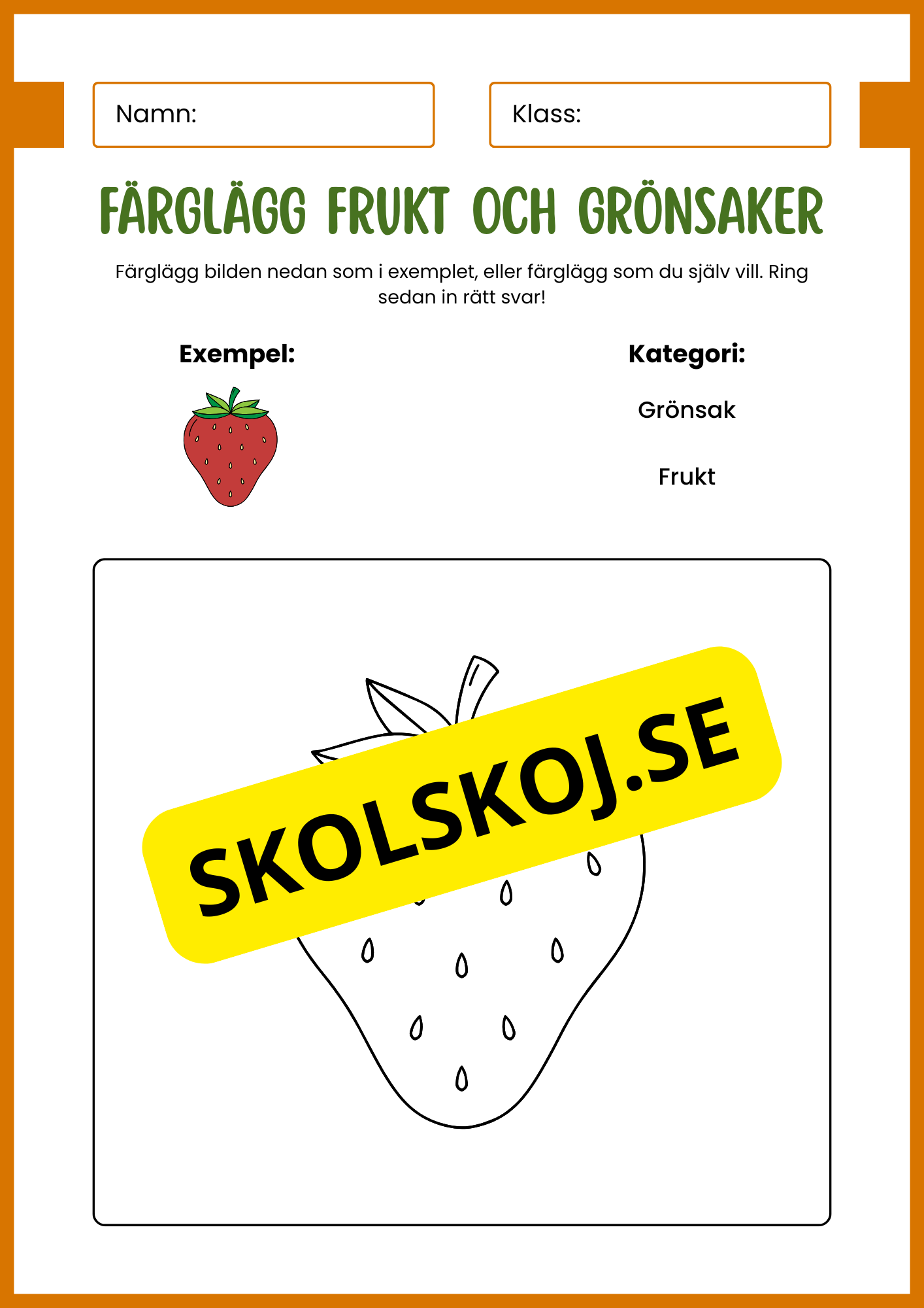 Färglägg frukt och grönsaker
