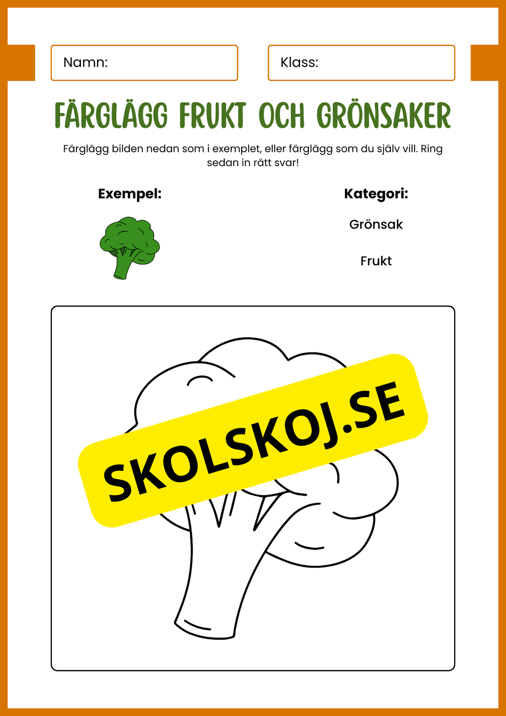 Färglägg frukt och grönsaker