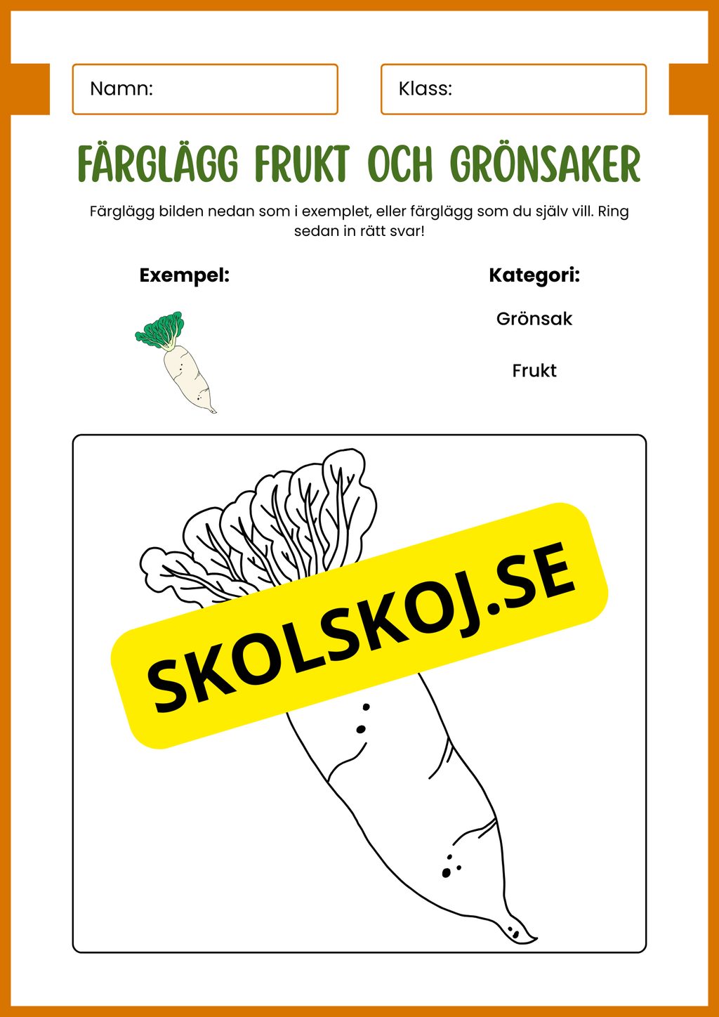 Färglägg frukt och grönsaker
