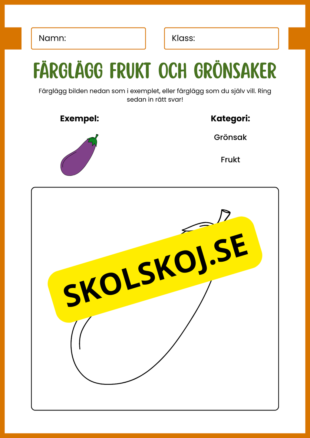 Färglägg frukt och grönsaker