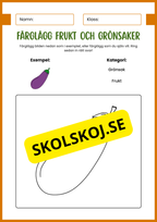 Färglägg frukt och grönsaker