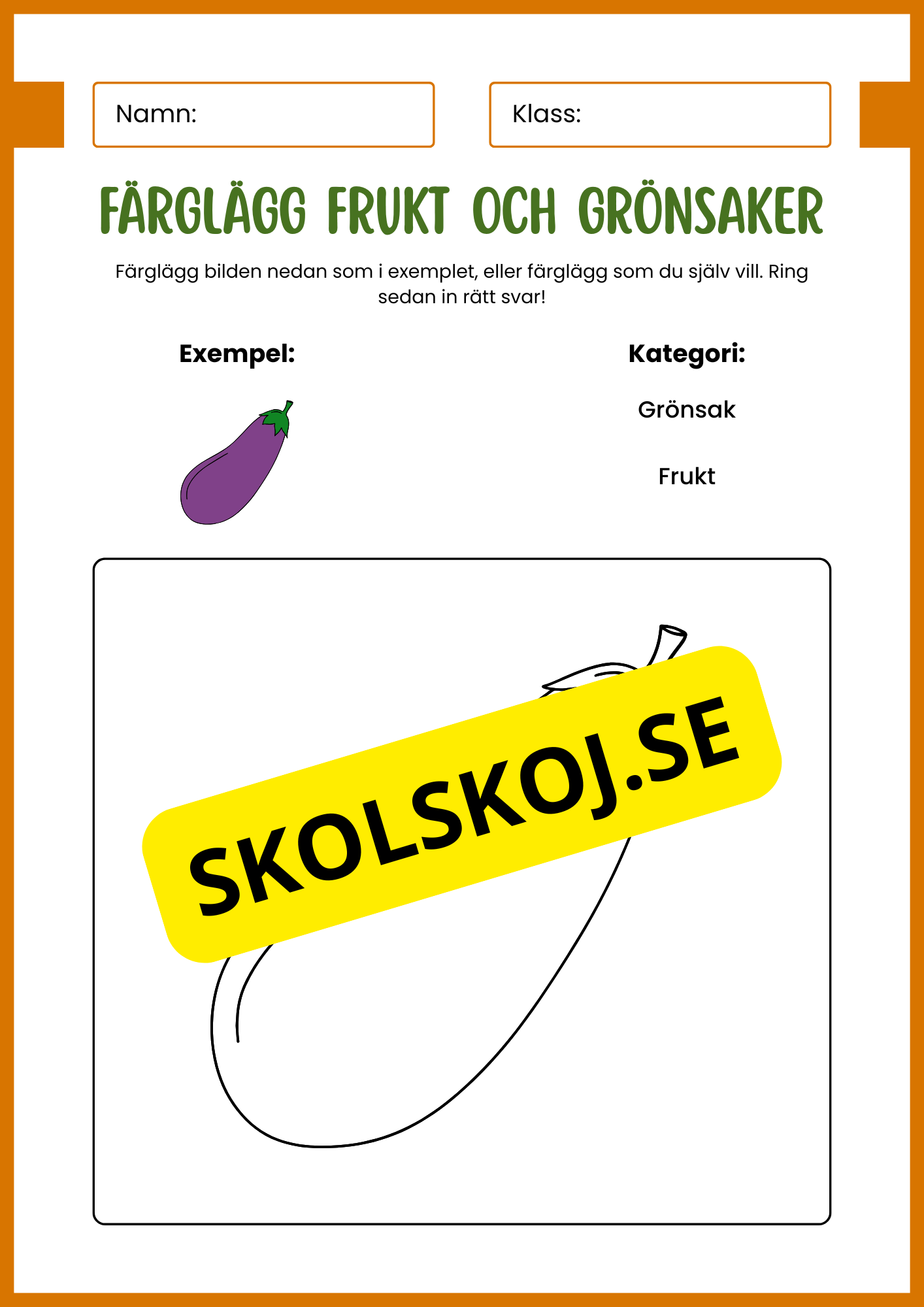 Färglägg frukt och grönsaker