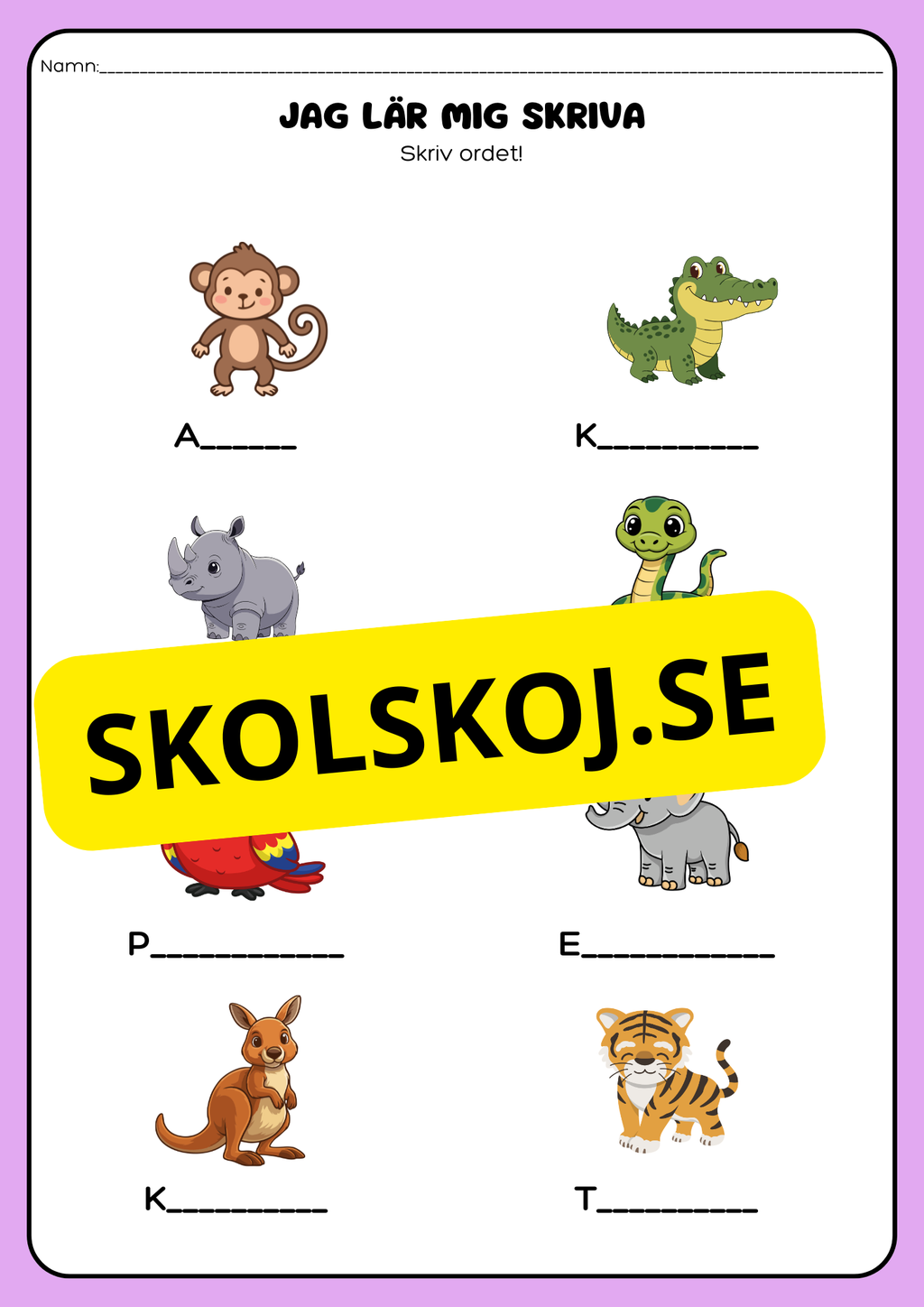 Jag lär mig skriva - Skriv ordet