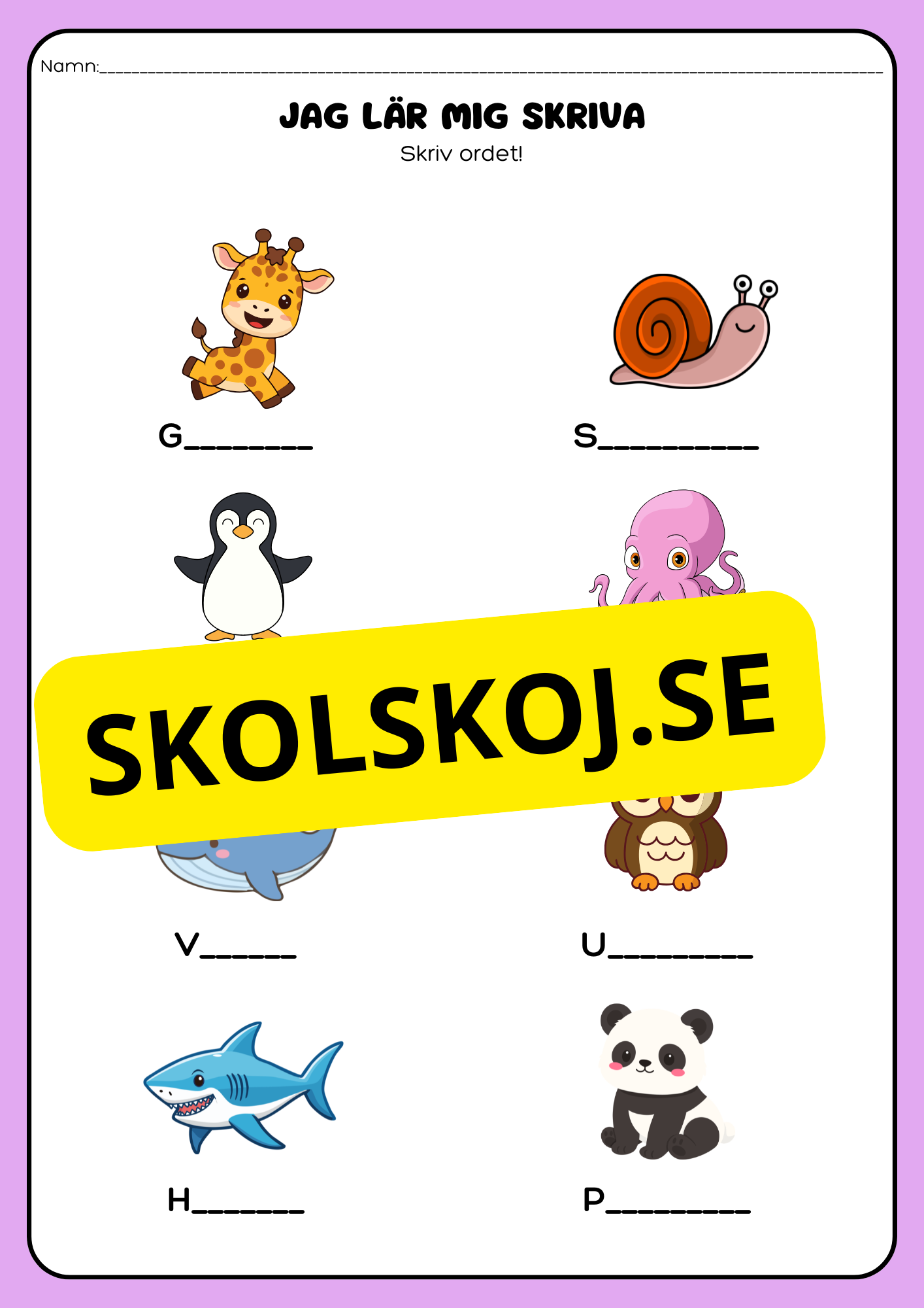 Jag lär mig skriva - Skriv ordet