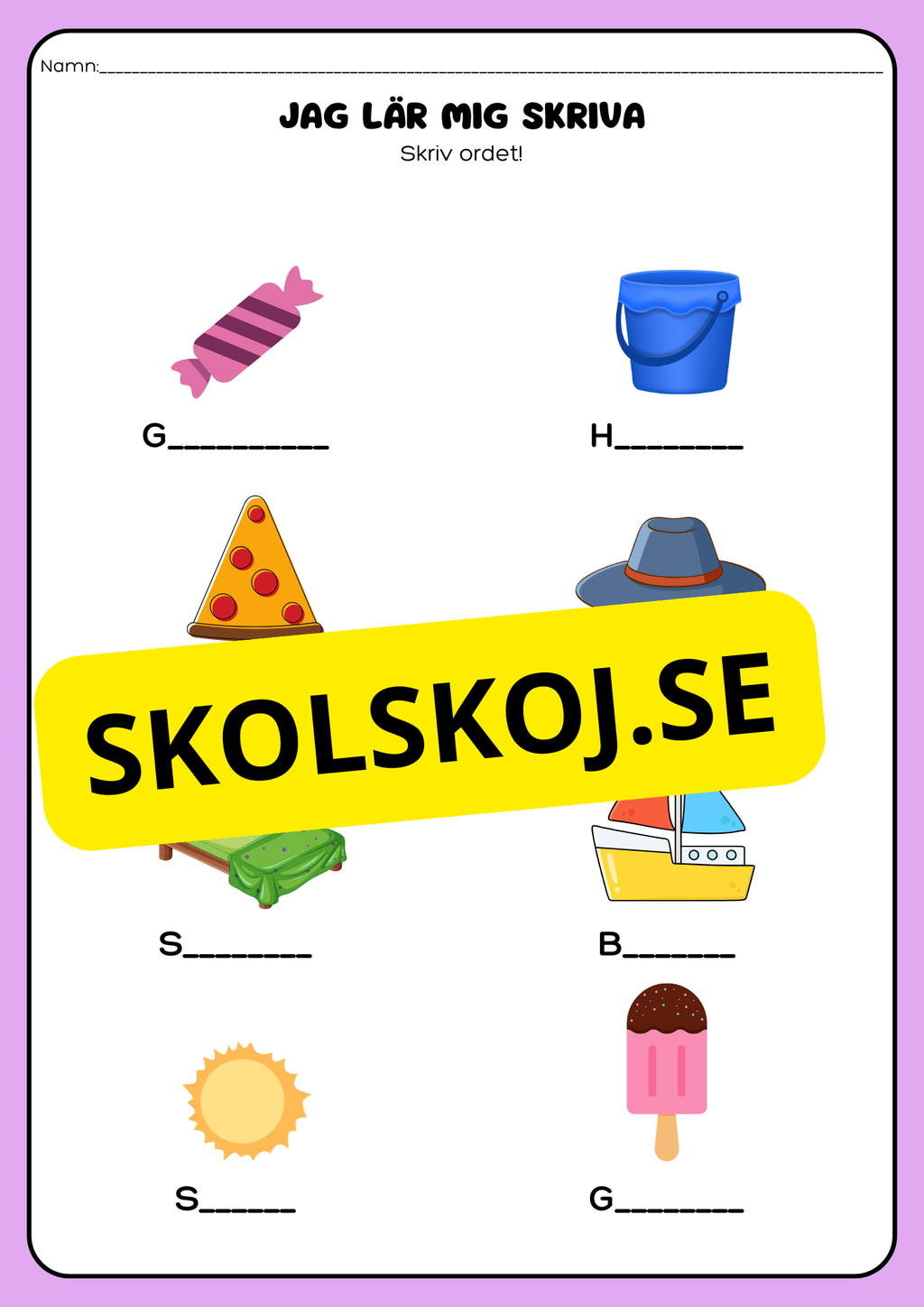 Jag lär mig skriva - Skriv ordet
