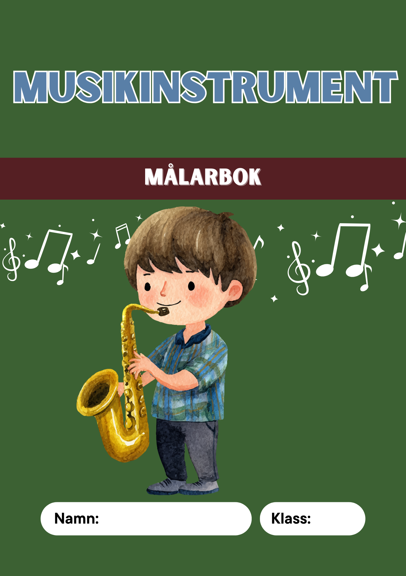 Musikinstrument - Målarbok