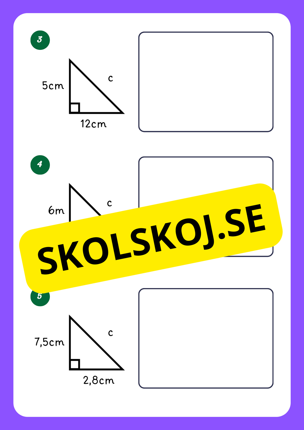 Använd Pythagoras sats - Årskurs 6 - 9
