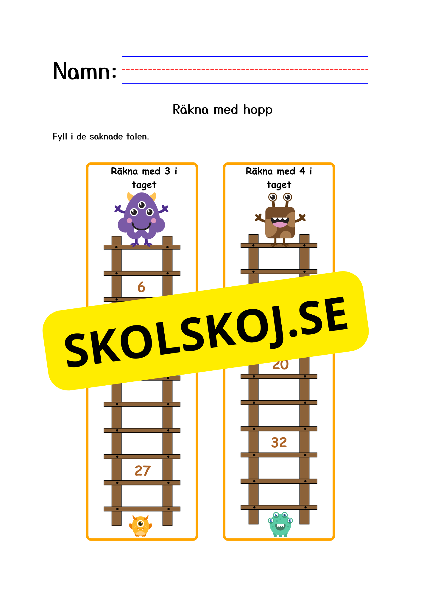 Fyll i de saknade talen