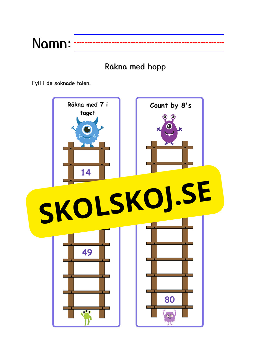 Fyll i de saknade talen