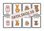Djur och deras ungar – flashkort