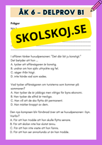Träna inför Nationella provet - Åk 6 - Läsförståelse (delprov B1)