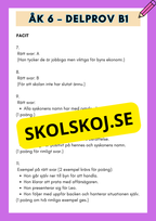 Träna inför Nationella provet - Åk 6 - Läsförståelse (delprov B1)