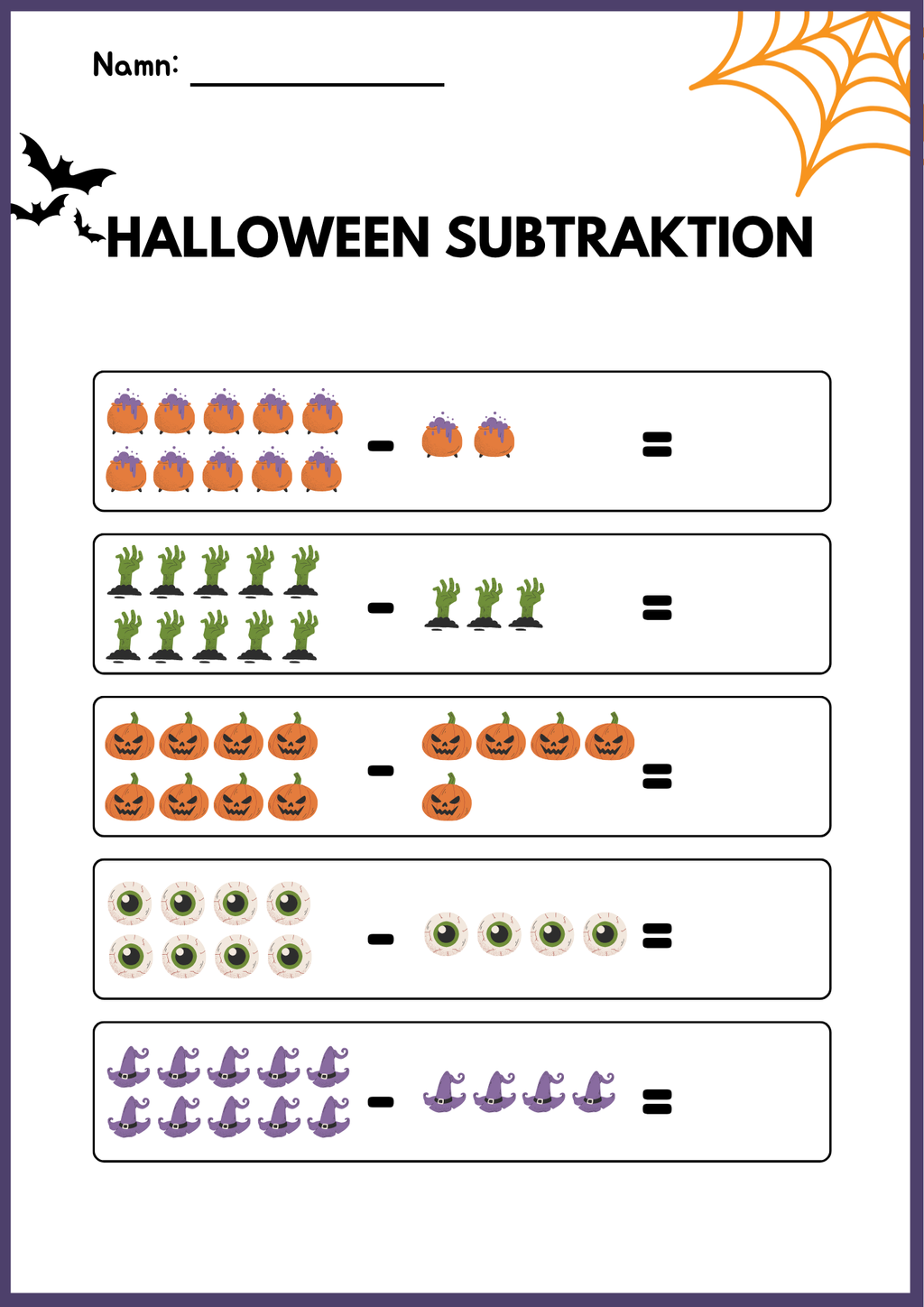 Halloween subtraktion 0 - 10