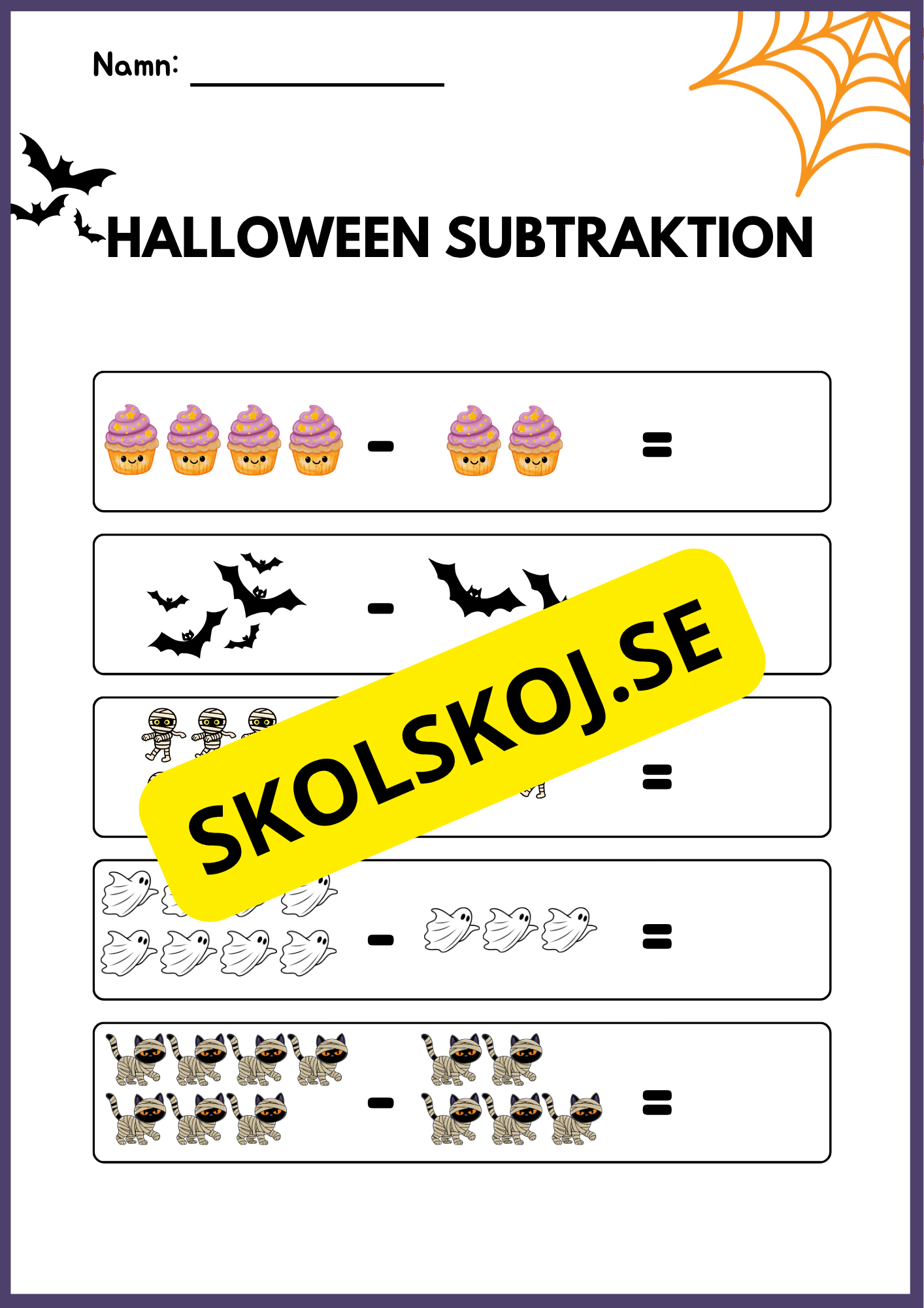 Halloween subtraktion 0 - 10