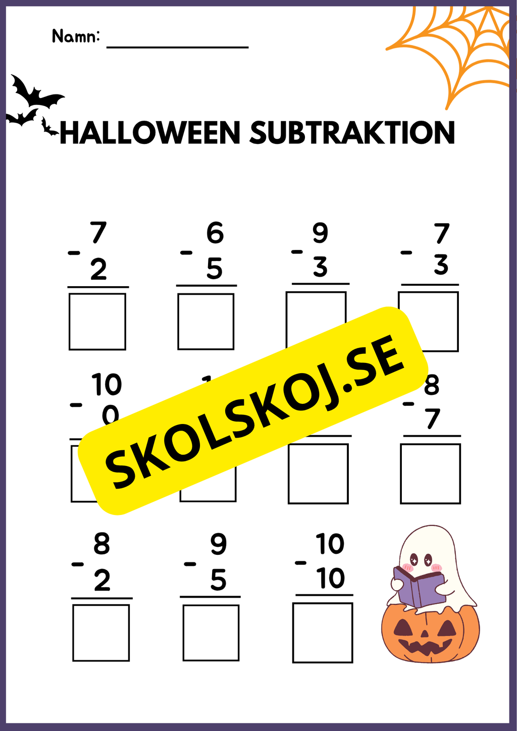Halloween subtraktion 0 - 10