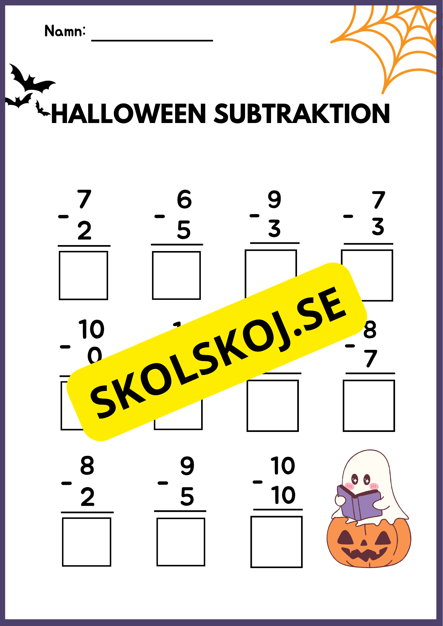 Halloween subtraktion 0 - 10