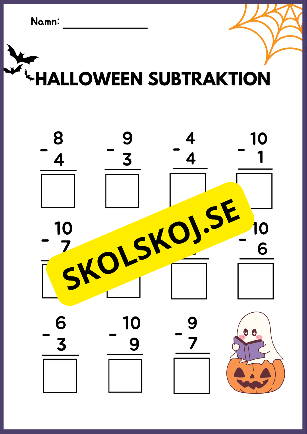 Halloween subtraktion 0 - 10