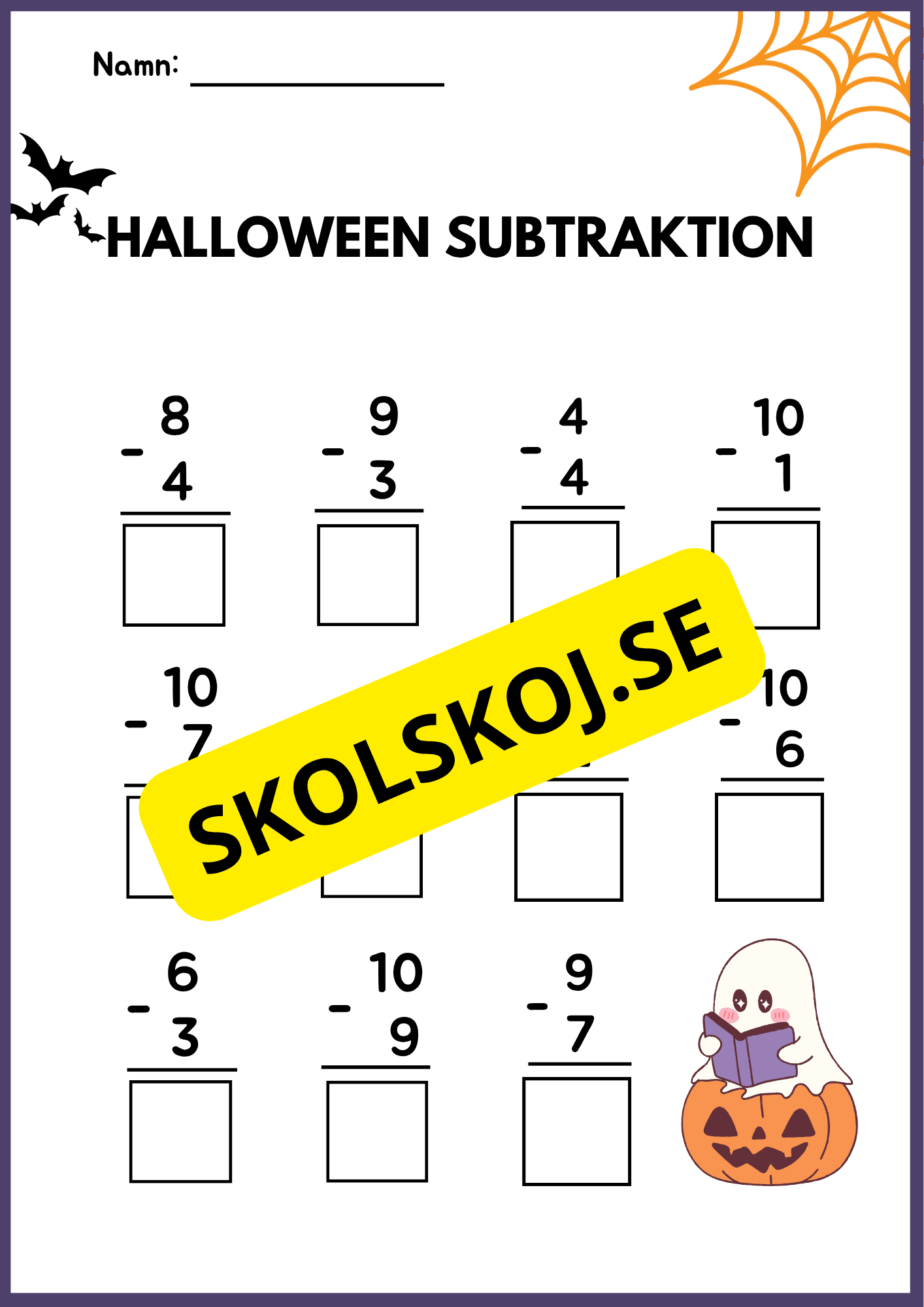 Halloween subtraktion 0 - 10