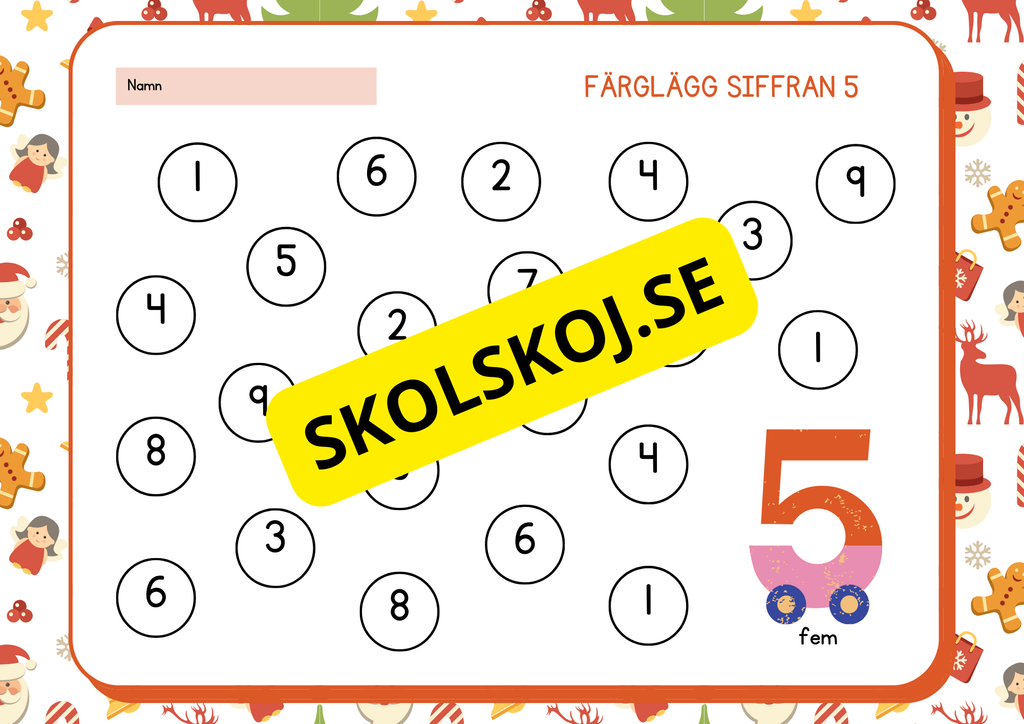 Färglägg siffran 0 - 9