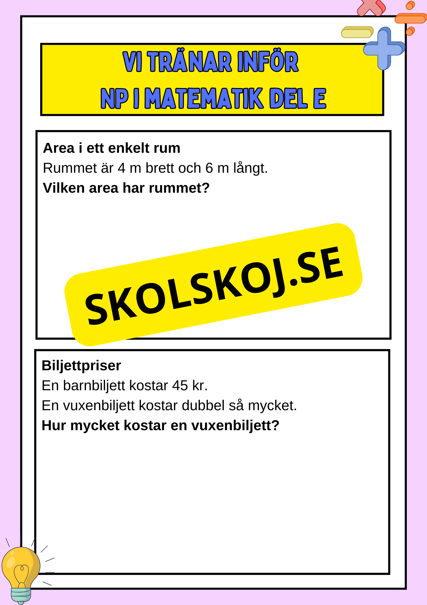 Vi tränar inför NP i matematik del E - Årskurs 6
