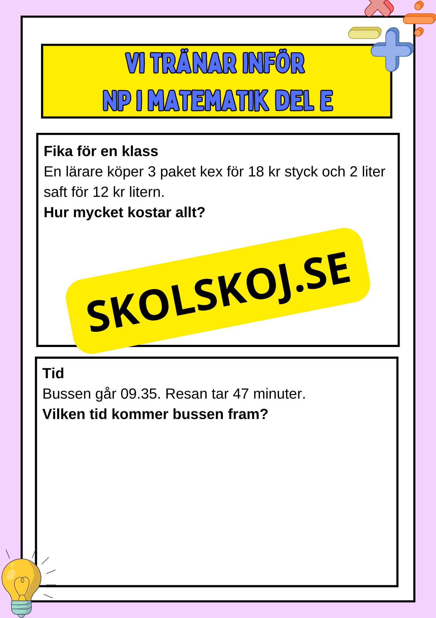 Vi tränar inför NP i matematik del E - Årskurs 6
