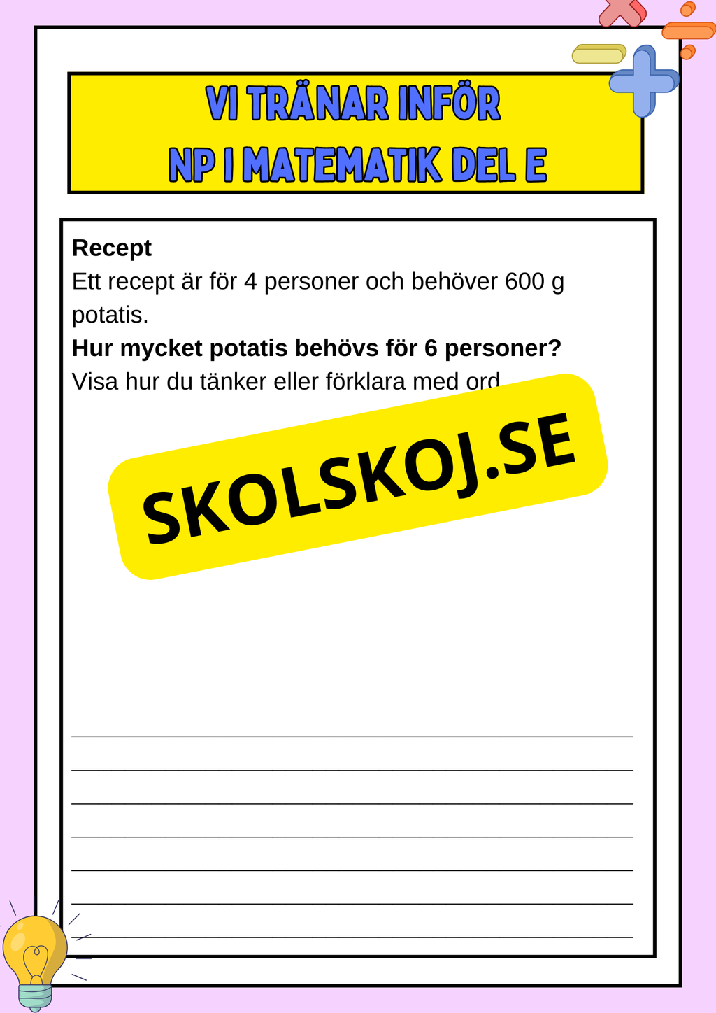 Vi tränar inför NP i matematik del E - Årskurs 6