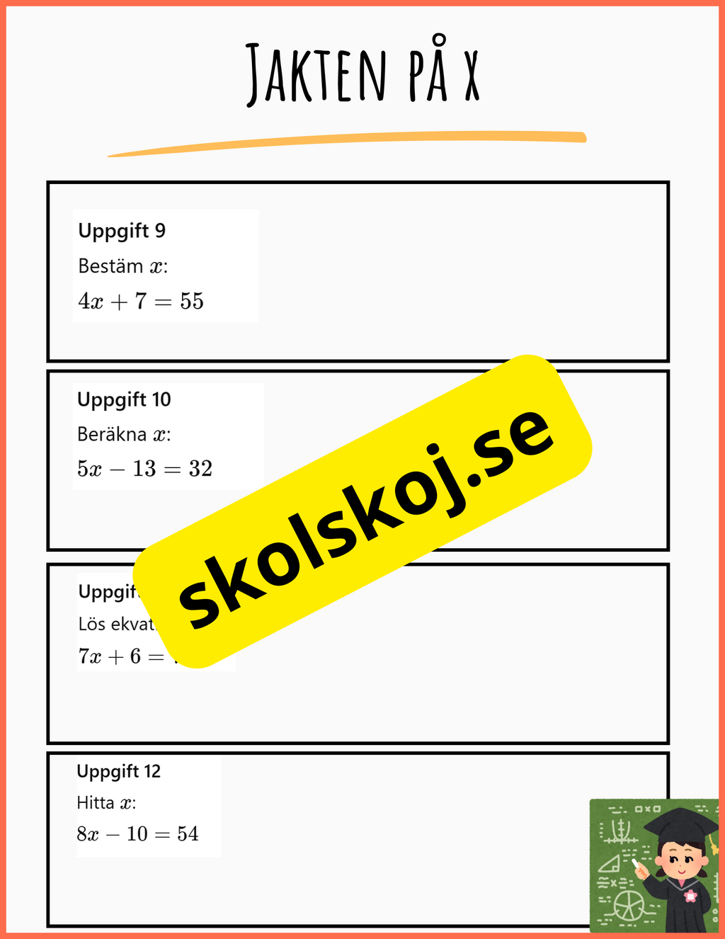 Jakten på x - Årskurs 8 - 9