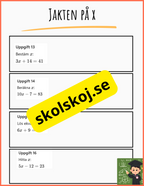 Jakten på x - Årskurs 8 - 9