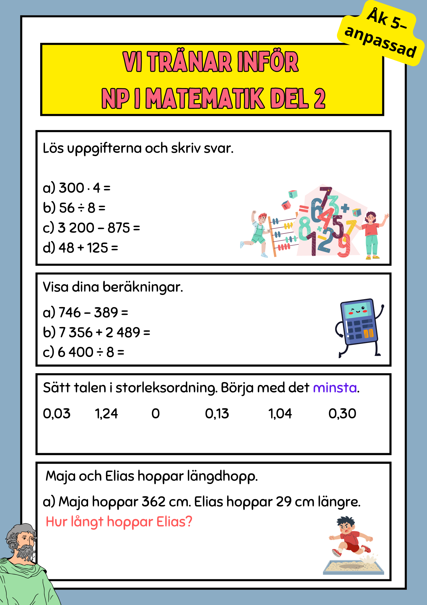 Vi tränar inför NP i matematik del 2 - Åk 5–anpassad