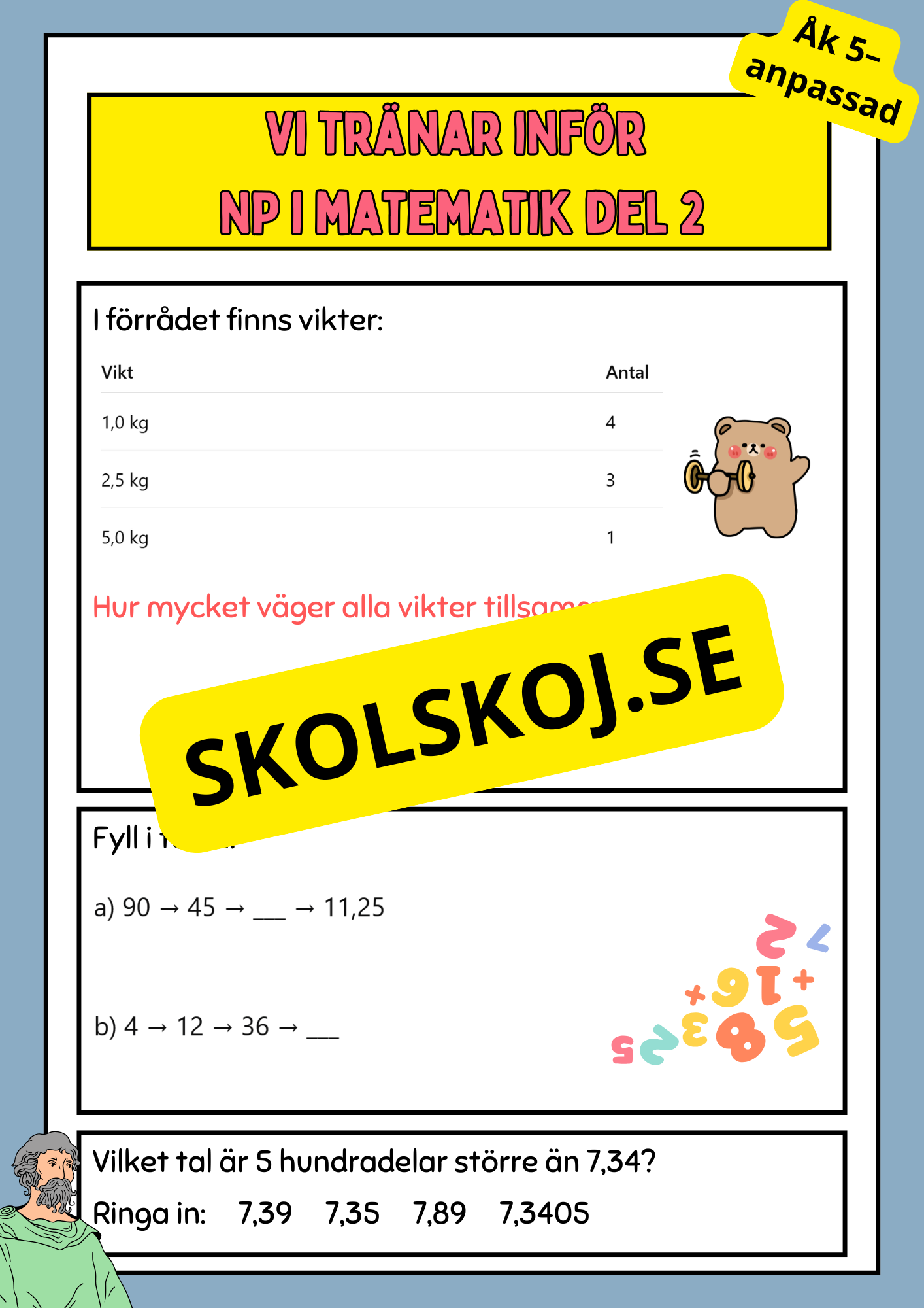 Vi tränar inför NP i matematik del 2 - Åk 5–anpassad