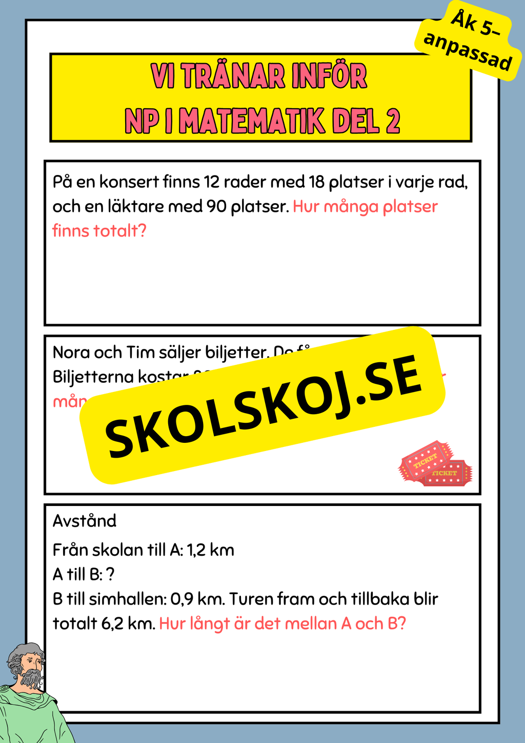 Vi tränar inför NP i matematik del 2 - Åk 5–anpassad