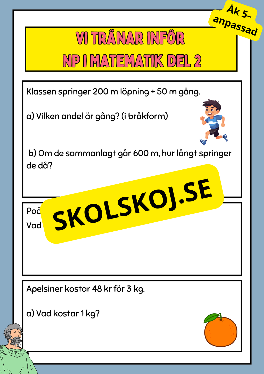 Vi tränar inför NP i matematik del 2 - Åk 5–anpassad