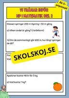 Vi tränar inför NP i matematik del 2 - Åk 5–anpassad
