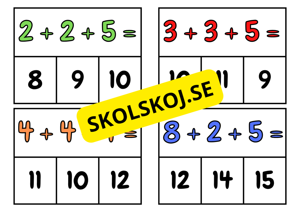 Additionskort och klädnypor