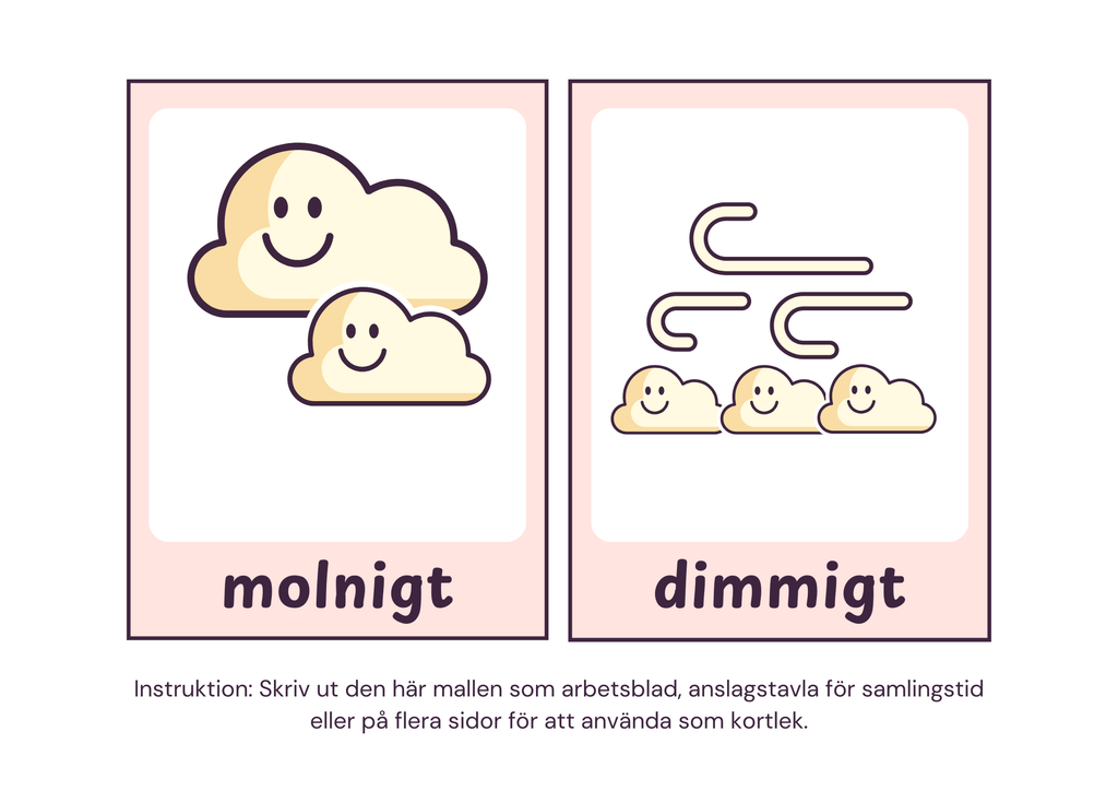 Väderkort med illustrationer - A5 format