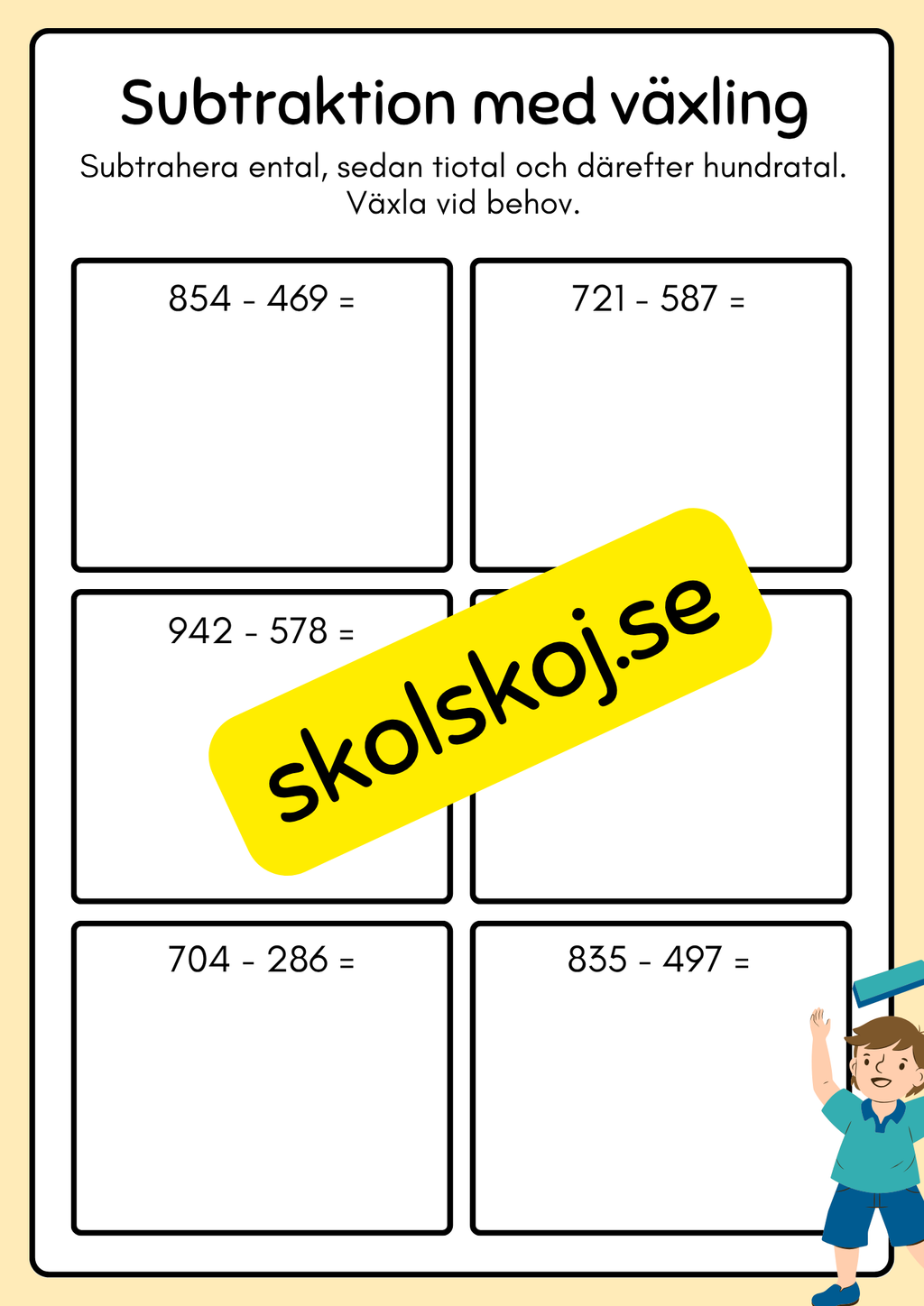 Subtraktion med växling - Häfte