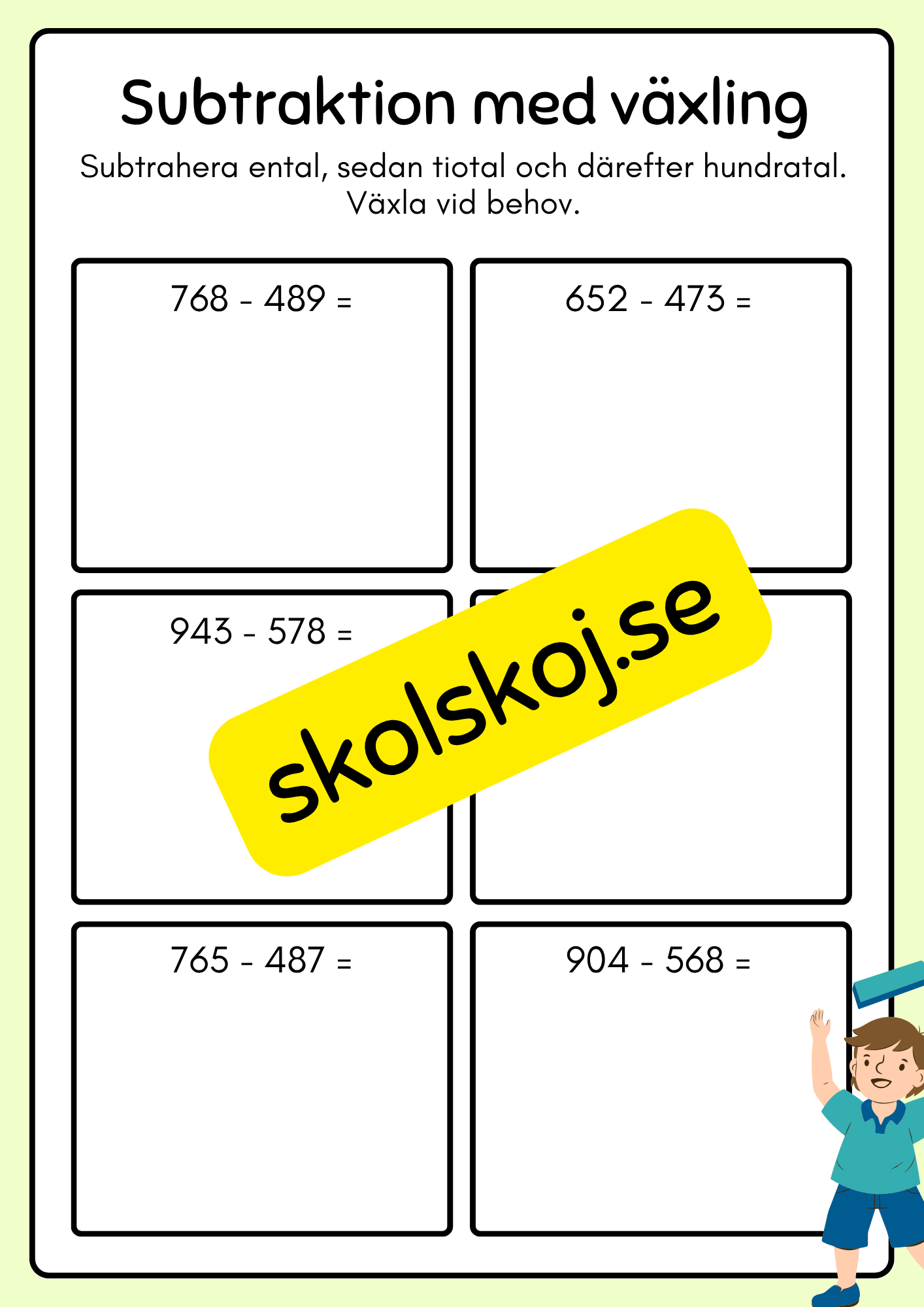 Subtraktion med växling - Häfte